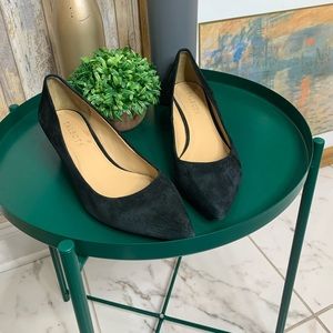 Talbots Black Suede Closed Pointed Toe 1”-2” heels